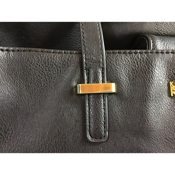 Kenneth Cole Reaction Tote Black Gold Color Block Medium Classic Preppy - Picture 2 of 10